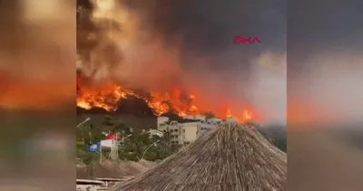 Muğla Marmaris’teki orman yangınından son dakika görüntüleri! Yerleşim yerine 100 metre yaklaşan alevler kamerada