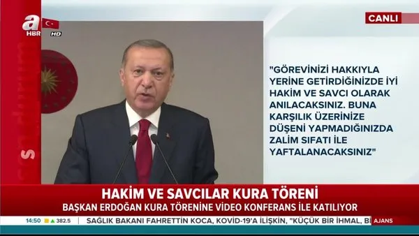 Cumhurbaşkanı Erdoğan'dan Hakim ve Savcılar Kura Töreni'nde önemli açıklamalar (20 Mayıs 2020 Çarşamba) | Video