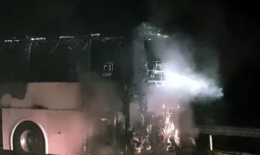 45 yolcusu bulunan otobüs alev alev yandı