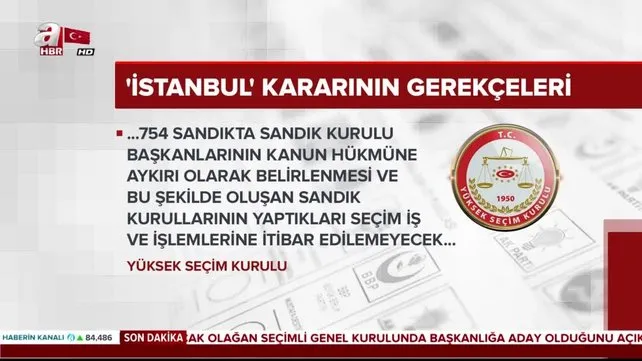 İşte YSK'nın İstanbul kararının gerekçeleri