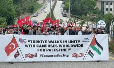 Düzce Üniversitesi öğrencilerden Filistin’e destek yürüyüşü