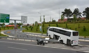 Tur otobüsünün bariyerlere çıktığı kazada 1 kişi yaralandı