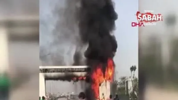 Bakım çalışması yapılan üstgeçitte yangın çıktı | Video