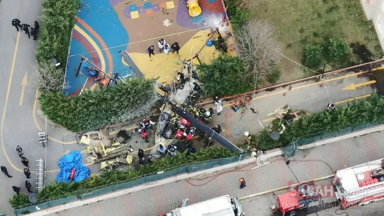 Çekmeköy’de kaza kırım ekibinin çalışması havadan fotoğraflandı