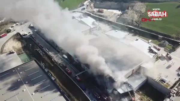 İstanbul Hadımköy'deki fabrika yangını havadan görüntülendi!