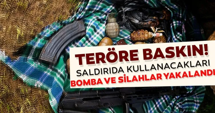 PKK’lı teröristlerin saldırıda kullanacağı bomba ve silahlar ele geçirildi