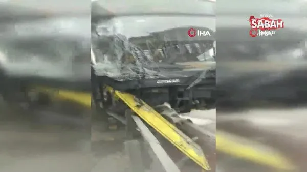 Bursa'da belediye otobüsü bariyerlere ok gibi saplandı: 1'i ağır, 5 yaralı | Video