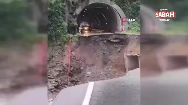 Ordu’da tünel çıkışında yaşanan heyelan anı kamerada | Video