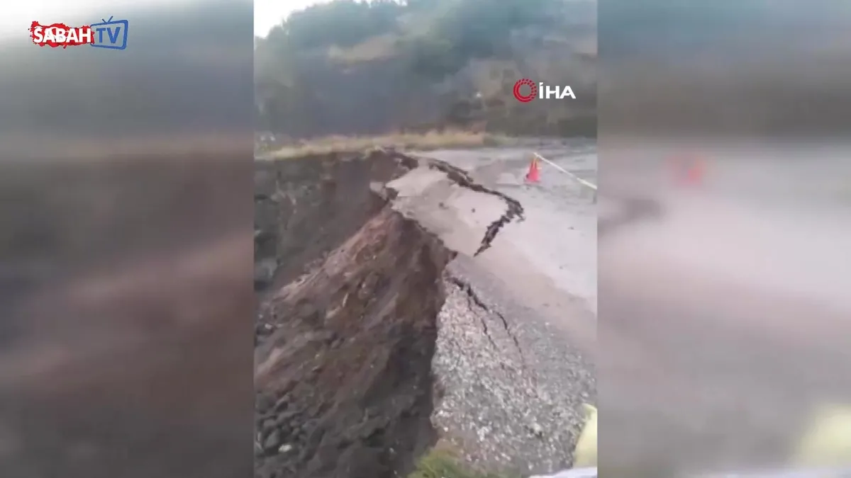 Tokat'ta sağanak sonrası köy yolu çöktü! O anlar kamerada
