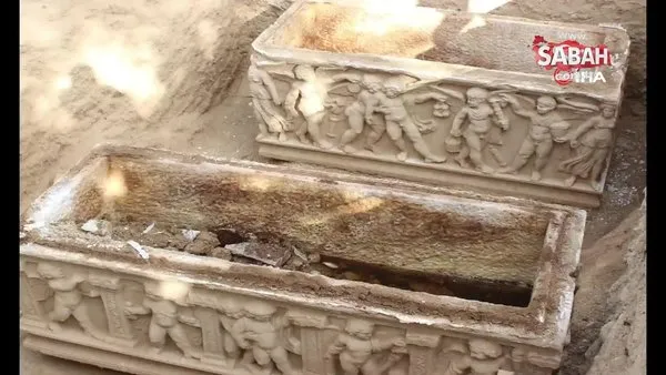 İznik'te Romalı komutan ve eşine ait olduğu iddia edilen 2 lahit bulundu | Video