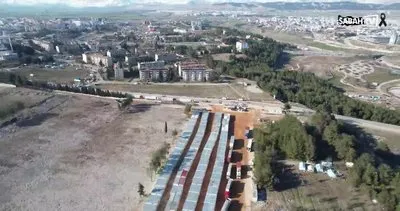 Adıyaman’da kurulumu başlayan 6 bin kişilik konteyner kent havadan görüntülendi
