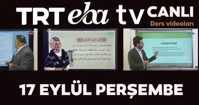 TRT EBA TV izle! 17 Eylül Perşembe Ortaokul, İlkokul, Lise dersleri ’Uzaktan Eğitim’ canlı yayın... EBA TV ders programı | Video