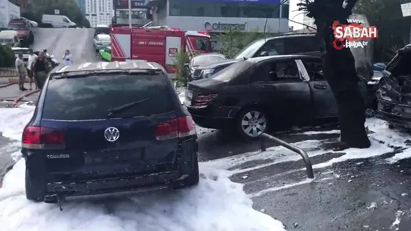 Maslak’ta yangın paniği: Araçlar alev alev yandı | Video