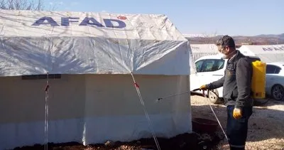 Kırıkkale Belediyesi çadırkentleri dezenfekte ediyor