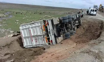 Virajı alamayan kamyonet yan yattı: İçerisindeki 50 koyun telef oldu