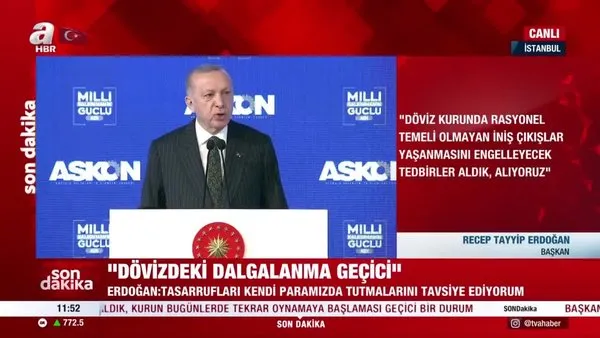 SON DAKİKA: Başkan Erdoğan’dan TL ve döviz kurları mesajı! 'Dövizdeki dalgalanma kontrol altında'