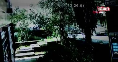 İstanbul Bakırköy’de cipin binanın bahçesine düştüğü anlar kamerada
