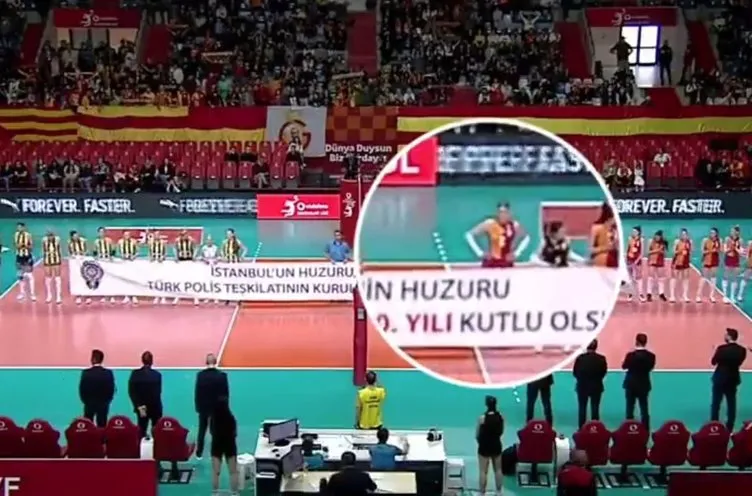 Voleybolcu İlkin Aydın’dan tepki çeken hareket: Türk Polis Teşkilatı için açılan pankartı tutmadı!