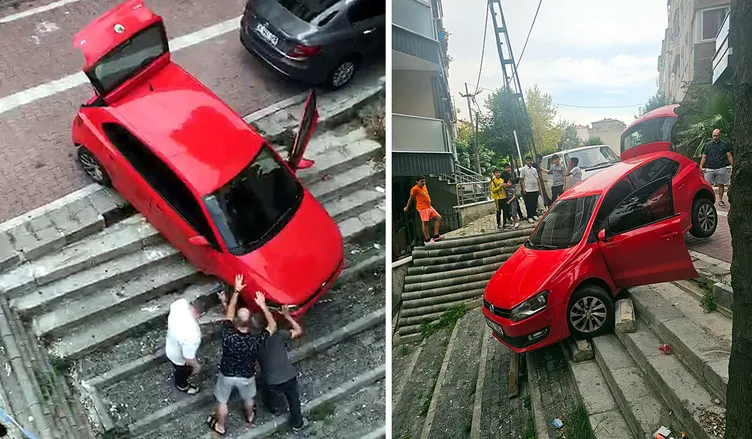 Merdivenlerde asılı kaldı: Vatandaşlar gözlerine inanamadı!