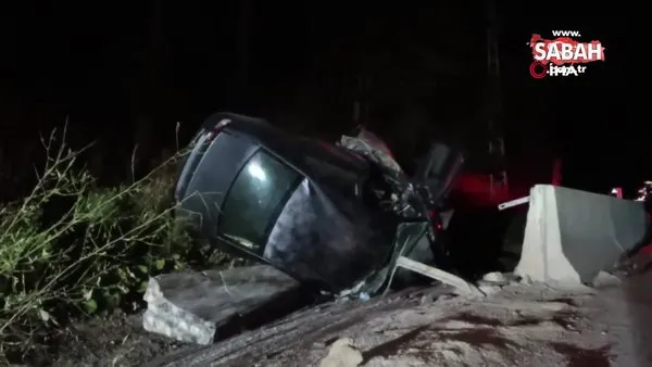 Abant'ta beton bariyere çarpan otomobil ikiye bölündü: 1 ölü, 1 yaralı | Video