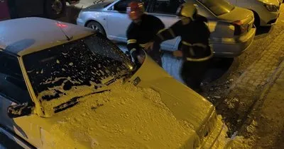 Şanlıurfa’da hastane otoparkında otomobil yandı #sanliurfa