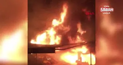 Bartın’da 3 katlı ev ve manav yandı | Video