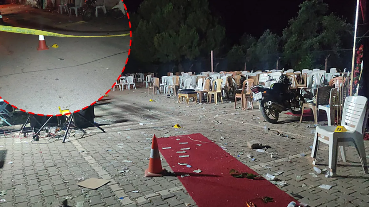 İzmir'de kına gecesinde yaşanan silahlı saldırı sonrası olay yeri.