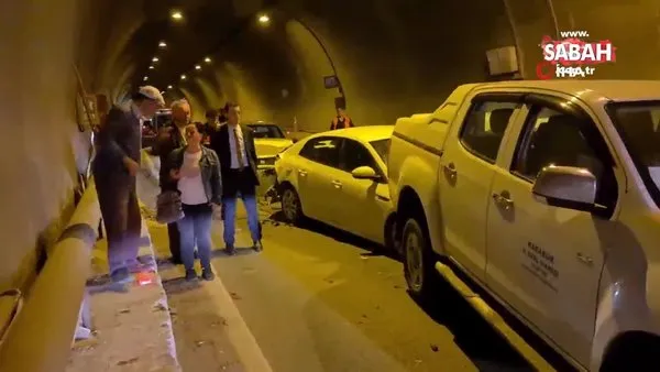 Tünel içerisinde zincirleme trafik kazası: 1 yaralı | Video
