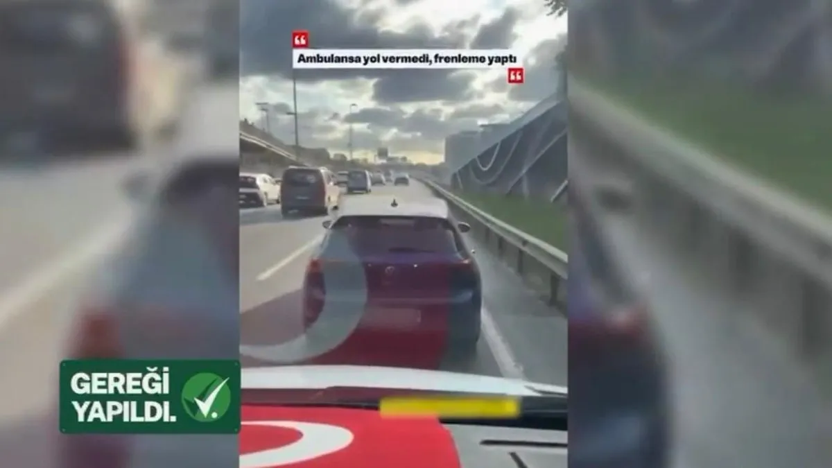 Ambulansa yol vermeyen şahıs yakalandı: Para cezası kesildi