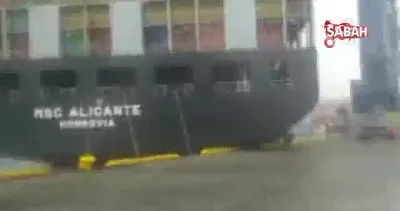 Ambarlı Limanı’nda yük gemisinin iskeleye çarpma anı kamerada | Video