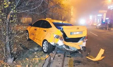 Taksi şoförü, ilk iş gününde kazaya karıştı