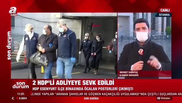 İlçe binasına Öcalan posterleri asmışlardı. 2 HDP'li adliyeye sevk edildi | Video