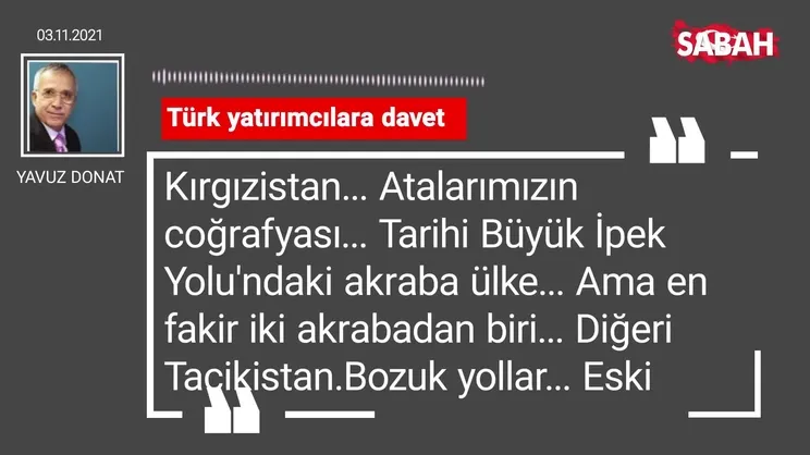Yavuz Donat | Türk yatırımcılara davet