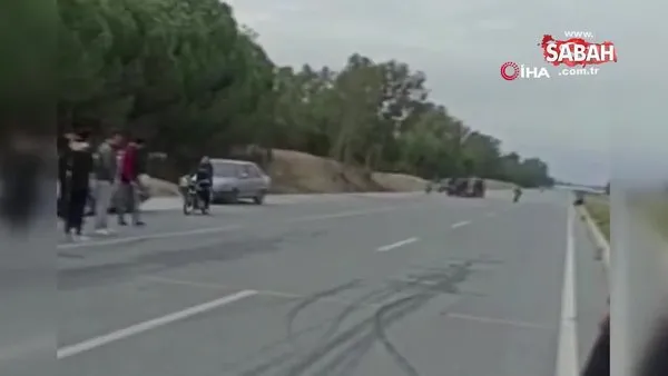 İzinsiz motosiklet yarışında kaza kamerada | Video