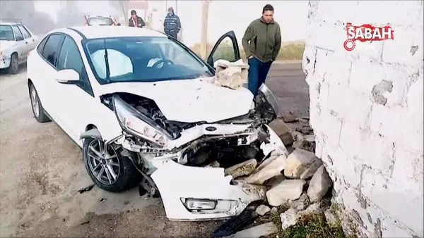Otomobili sollarken kontrolden çıkan aracıyla evin duvarına çarptı | Video