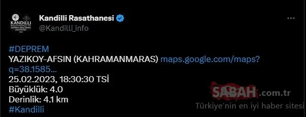 Kahramanmaraş’ta deprem son dakika: AFAD ve Kandilli Rasathanesi son depremler listesi ile Kahramanmaraş’ta deprem mi oldu?