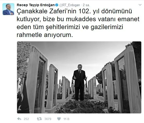 Cumhurbaşkanı Erdoğan’dan “18 Mart Çanakkale Zaferi” mesajı! - 1