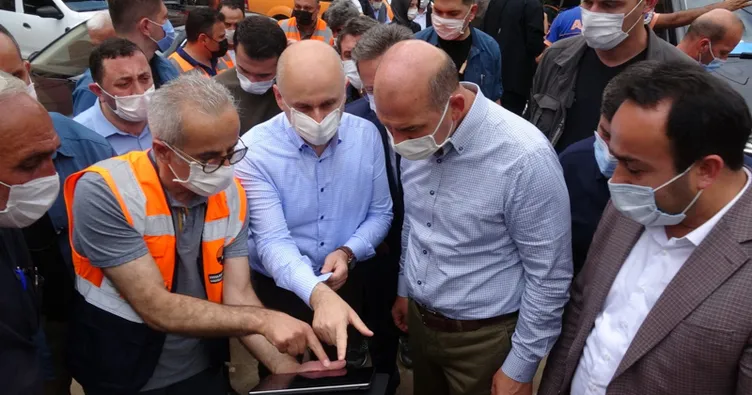 Bakan Soylu sel felaketinin meydana geldiği Giresun’da incelemelerde bulundu