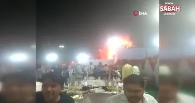 Hindistan’da düğünde yangın çıktı! Konuklar yangına rağmen yemek yemeye devam etti | Video