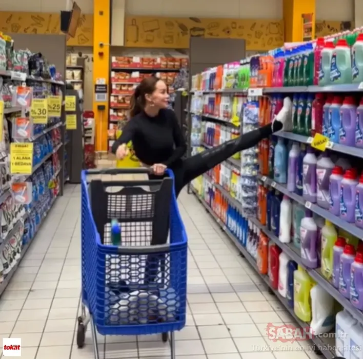 Spor tutkusuyla bilinen Ebru Şallı sınır tanımadı! Markette pilates yaptığı videosu olay oldu! Sosyal medyayı ikiye böldü