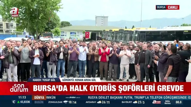 Bursa'da halk otobüs şoförleri grevde | Video