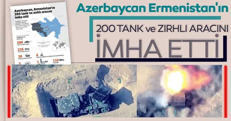 Son dakika: Azerbaycan Ermenistan’ın 200 tank ve zırhlı aracını imha etti