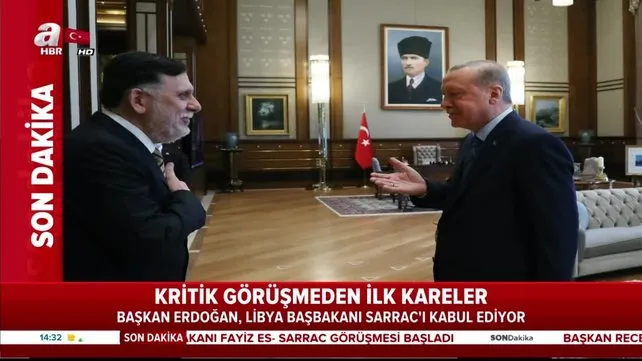 Cumhurbaşkanı Erdoğan, Libya Başbakanı Serrac görüşmesinden ilk görüntüler | Video