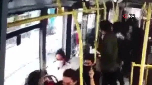 Denizli'de halk otobüsündeki panik anları kamerada