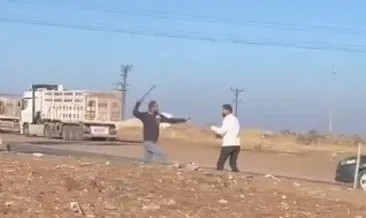TIR şoförlerinin 'yol verme' kavgası kamerada #mardin