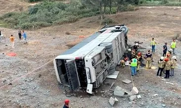 Kemerburgaz yolunda yolcu otobüsü devrildi:27 kişi yaralandı