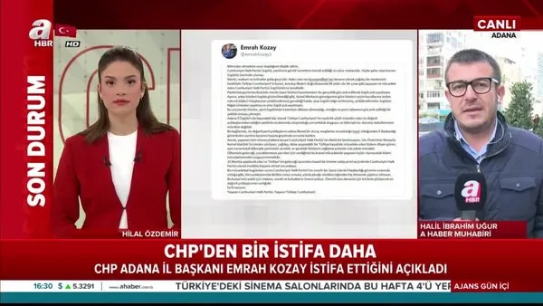 CHP'de istifa depremi sürüyor! Adana İl Başkanı Emrah Kozay istifa etti!