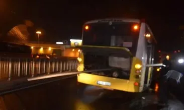 Esenyurt’ta İETT otobüsü gişe betonlarına çarptı! Faciadan dönüldü