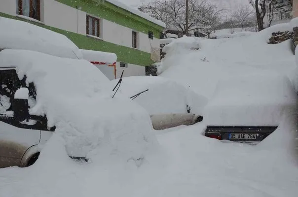 Şırnak’ta ağaçlar kırıldı, araçlar karda kayboldu