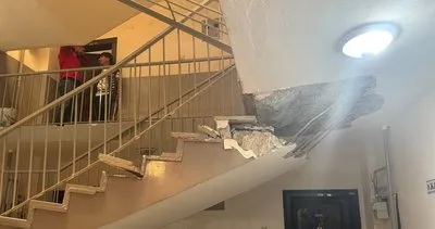 Erzurum’da apartman merdiveni çöktü!